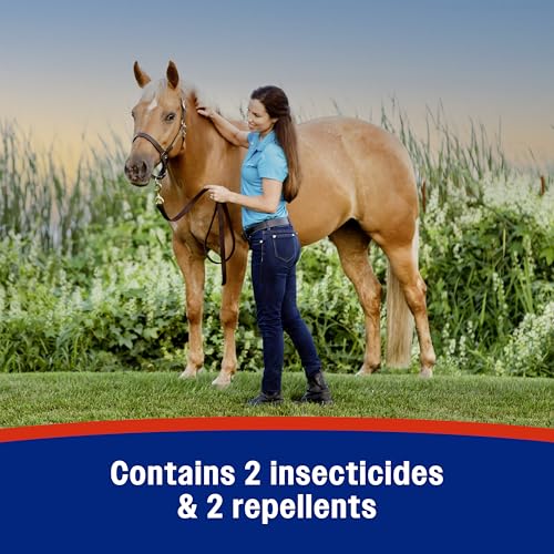 Farnam Mosquito Halt Repellent Spray for Horses, 32 oz | Bug repellent spray kills and repels; Also repels face flies, stable flies, house flies, gnats, mites, chiggers and lice - size: 32 Fl Oz (Pack of 1)
