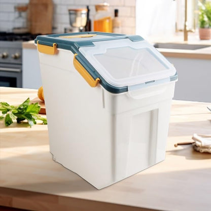 2 Pack 50 lb Airtight Flour Storage Containers with Wheels, Blue | Large Rice Bin, Seal Locking Lid, BPA-Free, Includes Measuring Cup & Scoop, Kitchen Organization - color: Blue