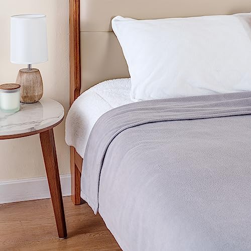 Berkshire Blanket Microfleece Queen Size Bed Blanket Chateau Gray,Lightweight Soft Breathable Plush Micro Fleece Blanket for Bed Couch Sofa,90x90 Inches - color: Chateau Gray, size: Full/Queen