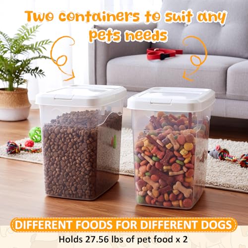 2 Pack 20 Lbs Airtight Dog Food Storage Container with Scoops - size: 20 Lbs