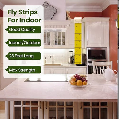 Qualirey 30 Pcs Giant Sticky Fly Traps, Fly Strips for Indoor Outdoor Hanging Flying Tapes Non Toxic Ribbon Fruit Gnat Killer for Mosquito Plants House Horse Stable