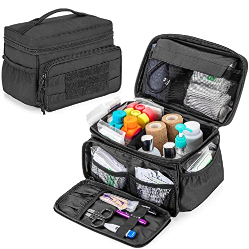 Damero Small Medicine Storage Bag Empty, Family First Aid Box with Divider | Emergency Trauma Kit Organizer Bag First Aid Bag, Multi-Pockets for Medical Supplies, for Hiking, Camping and Home, Bag Only
