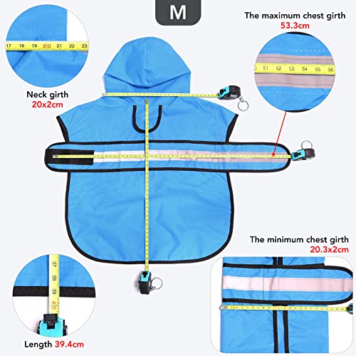 Waterproof Reflective Dog Rain Coat - Adjustable Puppy Rain Jacket Poncho, Lightweight Dog Hooded Pet Raincoat for Small to X- Large Dogs and Puppies (Blue, Medium) - color: Blue, size: Medium
