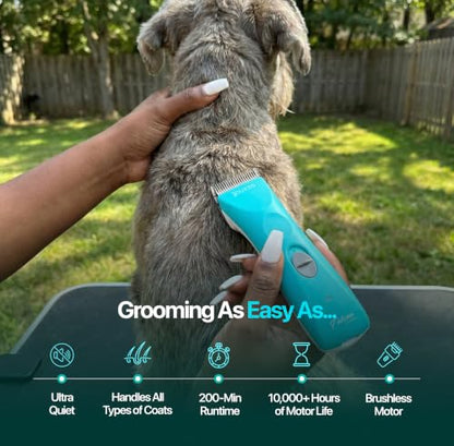 Falcon 2 Speed Cordless Dog Clippers - Professional Grooming, Teal - color: Falcon Teal