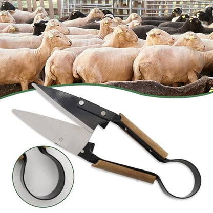Hand Wool Shearing Scissors6.1-Inch Carbon Steel Blade Wooden Handle Shears | Classic Style，Manual Livestock Grooming Shears for Sheep, Goat, Alpaca, Rabbit, Horse, Dog – One-Handed Lightweight Portable - style: Wooden handle