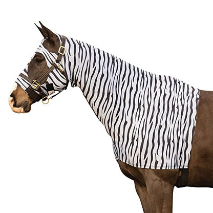 UltraFlex Limited Edition Zebra Horse Slicker Hoods | Durable & Breathable Summer Comfort | Oversized Eye Holes | Rub-Free | No-Snag Hook and Loop | Fly-Deterrent Design