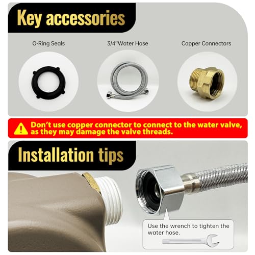 135OZ Automatic Water Dispenser for Large Dogs Patented Outdoor Dog Water Bowl Dispenser Automatic Dog Feeder Fit 3/4'' GHT Faucet Dog Waterer Include Water Hose Extra-Large Drinking Area Brown - color: Brown