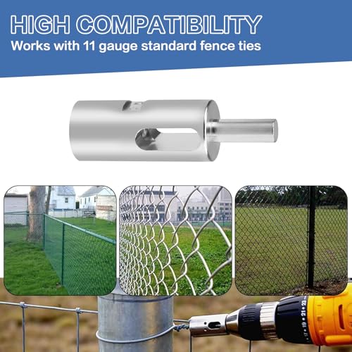 Drill Chuck Tool for 11 Gauge Twist Ties,High-tensile Wire Easy Twist Tool | Heavy Duty Fence Wire Twisting Tool, Twisted Fence Tool for Fixing Chain Link Fence and Loop Fences
