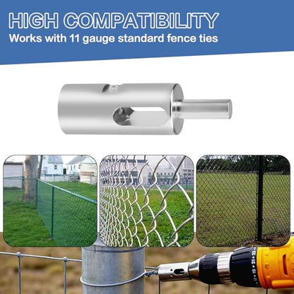 Drill Chuck Tool for 11 Gauge Twist Ties,High-tensile Wire Easy Twist Tool | Heavy Duty Fence Wire Twisting Tool, Twisted Fence Tool for Fixing Chain Link Fence and Loop Fences