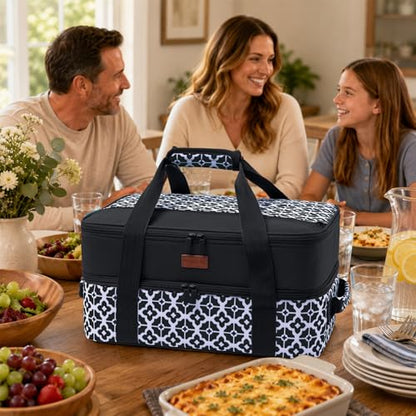 BAGSPRITE Double-Layer Insulated Casserole Carrier for 9" x 13" Baking Dish - color: Black