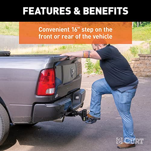 CURT 45909 Folding Hitch Step for Channel-Mount Adjustable Trailer Hitch Ball Mount