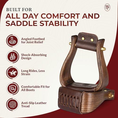 Trailmaster Wooden Western Horse Stirrups, 3 Inch Tread