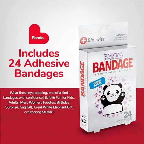 BioSwiss Bandages, Panda Shaped Self Adhesive Bandage Set, Latex Free, Sterile Wound Care, 24 Count - size: 24-Count Box, style: Panda