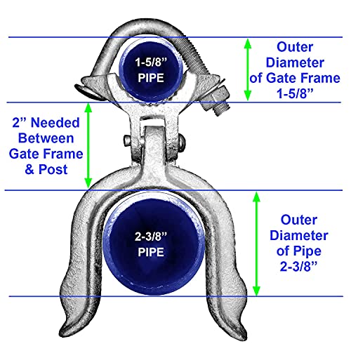 1-5/8" x 2-3/8" (2-1/2") Chain Link Fence Gate Fork Latch - Commercial Heavy Duty - Malleable - Galvanized Gate Latch with Hole for Padlock - size: 1-5/8" x 2-3/8" (2-1/2")