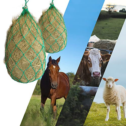2PCS Durable Slow Feed Hay Net for Horses 40” Length with Strong 4x4” Holes Nylon Rope Hanging Suitable for Trailer and Stall, Slow Feeding Reduce Waste - color: 2PCS-Green