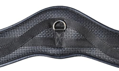 T TEKE Anatomic Anti-Chafe Horse Girth - Contoured Pressure Relief English Girth with Dual-Side Heavy-Duty Elastic, Breathable Padded PVC Waffle Texture, Stainless Steel Solid-Roller Buckles & D-Ring - color: Black, size: 54"