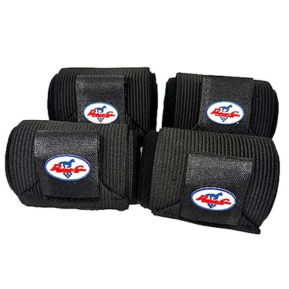 Professionals Choice Equine Combo Bandage Wraps Value Pack, Set of 4 (Universal Size) - color: Black