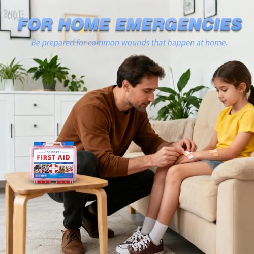 Mini First Aid Kit - 150 Pieces, All-Purpose Portable - color: Red