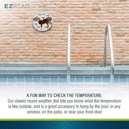 EZREAD Hanging Dial Thermometer 840-1226 Weather Thermometers for Indoor and Outdoor Use, Large 12.5 Inch Diameter, Easy to Read Numbers, Deer - color: Winter Deer