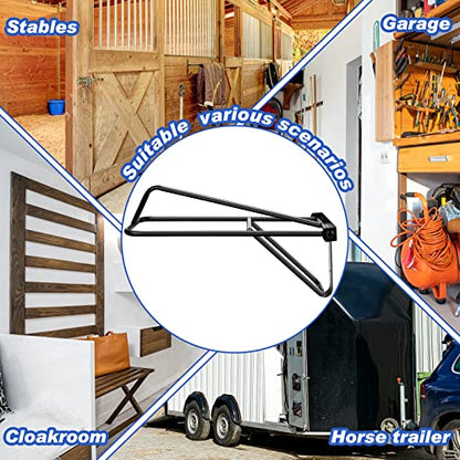 Dunzy 2 Pieces Portable Folding Saddle Rack Collapsible Saddle Storage Rack, Wall Mount Black Stand for Horse Trailer Western Saddles Horses Blanket Stall (Classic Style)