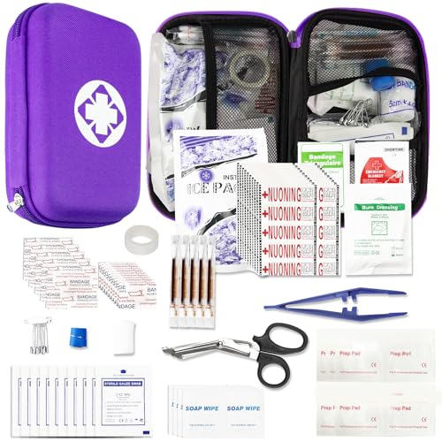 First Aid Kit 276PCS Car Home Camping Essentials Purple Emergency Kit AMORNING - color: Purple-276pcs
