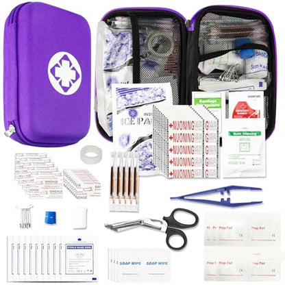 First Aid Kit 276PCS Car Home Camping Essentials Purple Emergency Kit AMORNING - color: Purple-276pcs