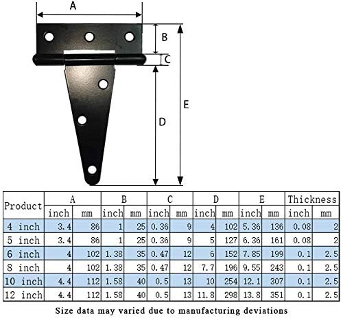 T-Strap Shed Hinge Gate Strap Heavy Duty Hinge Door Barn Gates Hinges(6, 8 inch) - size: 8 Inch