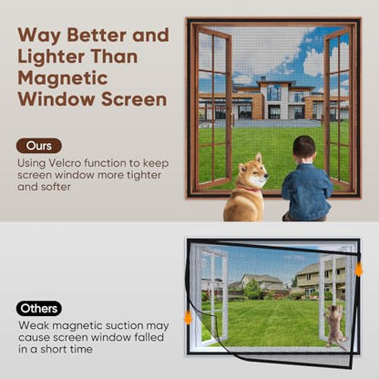 Adjustable DIY Cat Window Screen Fits Any Size Smaller Than 51"x 59" - color: Black
