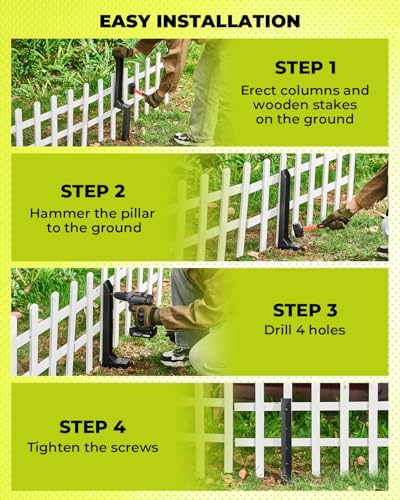 SakerNeo 32" Heavy Duty Steel Fence Post Repair Kit for Leaning Broken Post - style: 2 pcs
