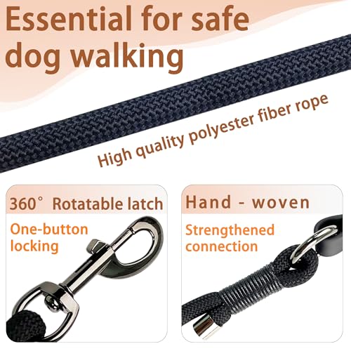 FOVRLZSE 5FT Heavy Duty Dog Leash, Large Medium Dogs, Black - color: BLACK