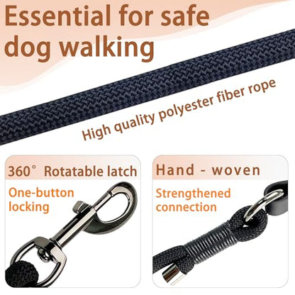 FOVRLZSE 5FT Heavy Duty Dog Leash, Large Medium Dogs, Black - color: BLACK