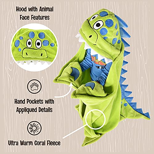 Lazy One Wearable Hooded Blanket for Kids, Animal Hooded Blanket (Dinosaur) - color: Dino-snore Hooded Blanket