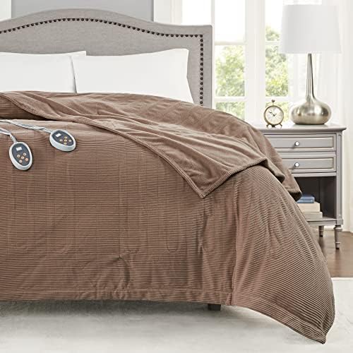 Beautyrest Heated Blanket Queen, Micro Fleece Electric Blanket, Brown - color: Brown, size: Queen