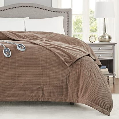 Beautyrest Heated Blanket Queen, Micro Fleece Electric Blanket, Brown - color: Brown, size: Queen