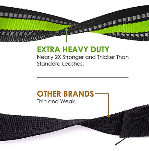 JSXD Heavy Duty Double Handle Dog Leash - 5 FT with Comfortable Padded and Reflective Rope, for Small to Large Dogs (Wide-Green) - color: Wide-Green