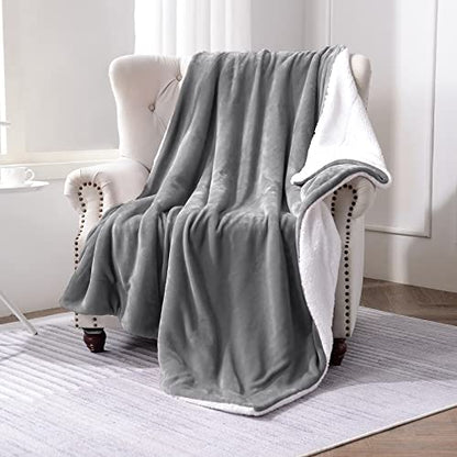 SOCHOW Sherpa Fleece Throw Blanket, Grey, 50x60 inches - color: Gray, size: 50"×60"