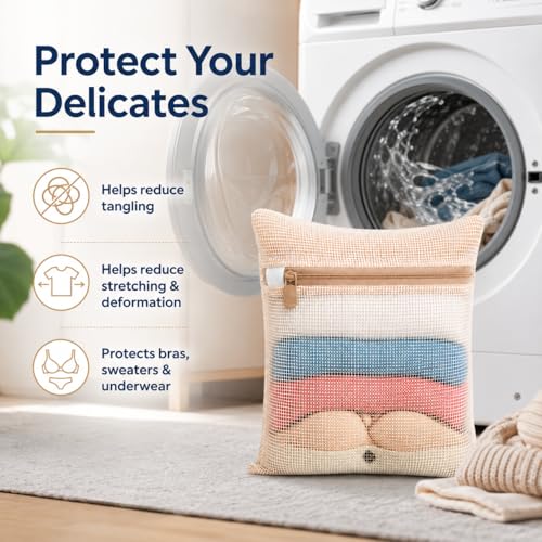 3-piece set extra-large 20×23.6 inch durable organic cotton mesh laundry bags, with sturdy zippers and breathable mesh, perfect for delicate items like underwear, clothes, pants, and socks. - size: Extra Large