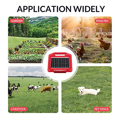 Andmon 50 Miles Solar Electric Fence Charger, 0.95 Joule High-Power Solar Fence Charger for Livestock, Horses, and Wildlife Control, Solar Electric Fence with Easy Installation - size: S800
