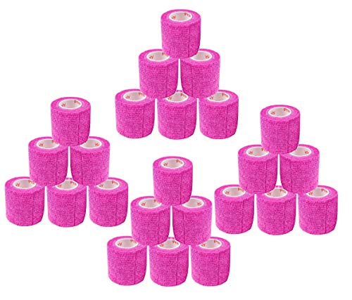 2 Inch Self Adhesive Bandage Wrap & Athletic Tape - 24Pk, Fuchsia - color: Fuchsia, size: 24 Rolls