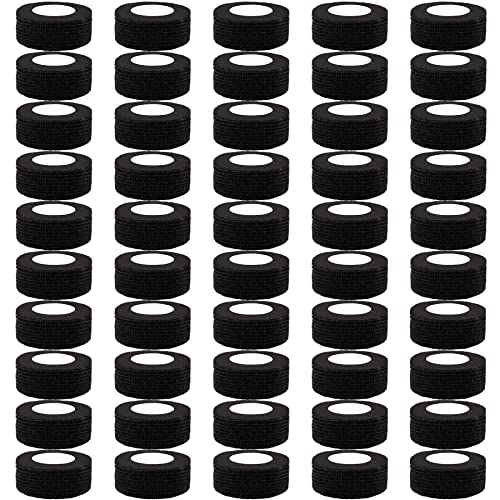 BQTQ 50 Rolls Self Adhesive Bandage Wrap 1 inch Self Adherent Tapes(Black) - color: Black, size: 1 Inch