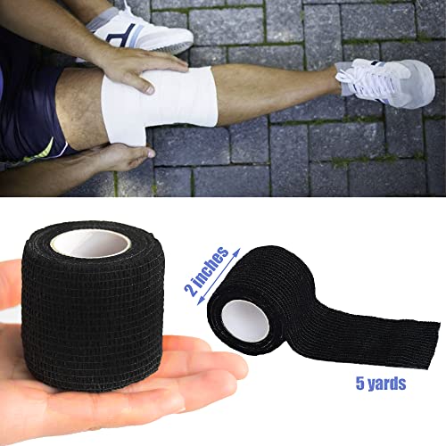 2 Inches Self Adhesive Bandage Wrap Cohesive Wrap, 9 Pack, Black - color: Black, size: 2 Inch
