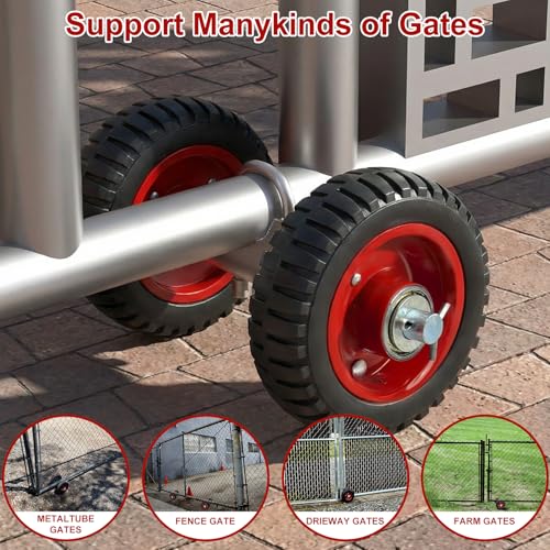 Rolling Gate Wheels, 600lb Capacity 6-Inch Double Wheel for Gate with 304 Stainless Steel Adjustable U-Bolts, Sliding Gate Carrier for Metal Tube Gates Driveway Chain Link Fence or Wooden Gate, 1 Pack - color: Black-6in Wheels