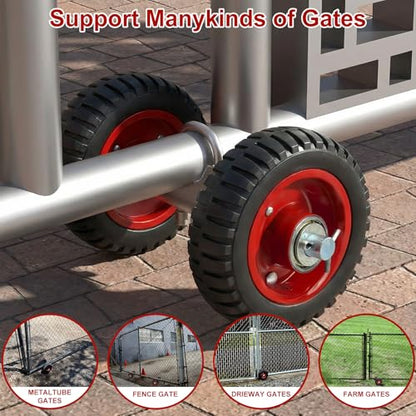 Rolling Gate Wheels, 600lb Capacity 6-Inch Double Wheel for Gate with 304 Stainless Steel Adjustable U-Bolts, Sliding Gate Carrier for Metal Tube Gates Driveway Chain Link Fence or Wooden Gate, 1 Pack - color: Black-6in Wheels