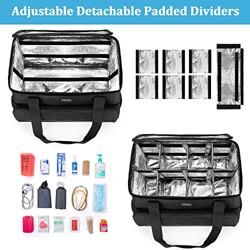 Trunab Large Insulated Medical Bag with Dividers, Easy-Clean Trauma Pouch - color: Black, size: X-Large