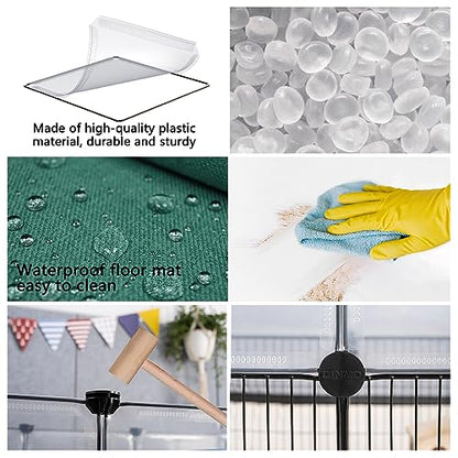 DINMO 36 Panels Bunny Playpen, Oxford Mat & Game Holes, Expandable Fence - style: Plastic and Metal Mesh Design