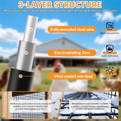 Black PVC Coated Chicken Wire Fencing, 1/4 Inch Mesh, 48 Inch x 50 Foot, 23 GA Welded Wire Hardware Cloth Roll, Heavy Duty Farm & Ranch Garden Border Fence, Tree Guard, Poultry Netting, Animal Barrier - size: 48inx50ft 1/4inch