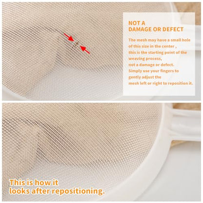 Luckyiren Kefir Strainer Set, 2-Size Plastic Non-Metal Sieve with Fine Mesh | 6.3" & 3.9" Diameter Double-size for Kefir Grains, Milk Kefir, Water Kefir & Kombucha - Durable, Food Grade & Easy Clean - color: White