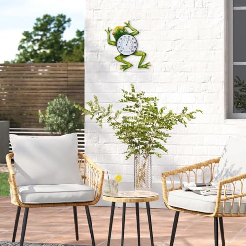 Frog Outdoor Thermometer, Metal Indoor Wall Thermometer - color: Green Frog