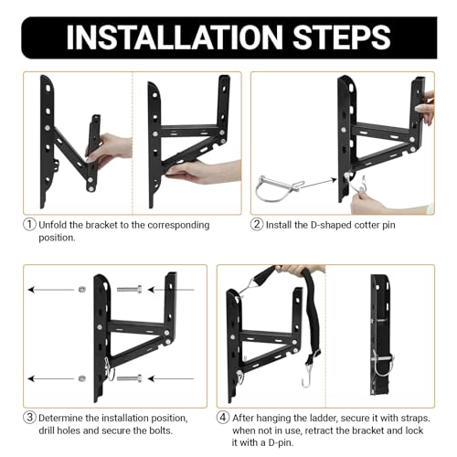 Foldable Trailer Ladder Rack, Heavy Duty Side Mount Carrier