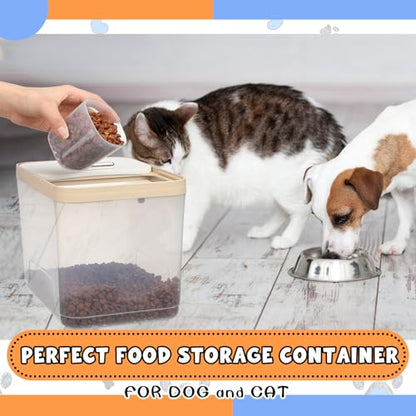 Teenyyou 2 Pack Airtight Dog Food Storage Container, Up to 10 Lbs, Pet Cat Food Container Clear Storage Bin with Measuring and 2 Scoops for Dog Cat Bird and Other Pet